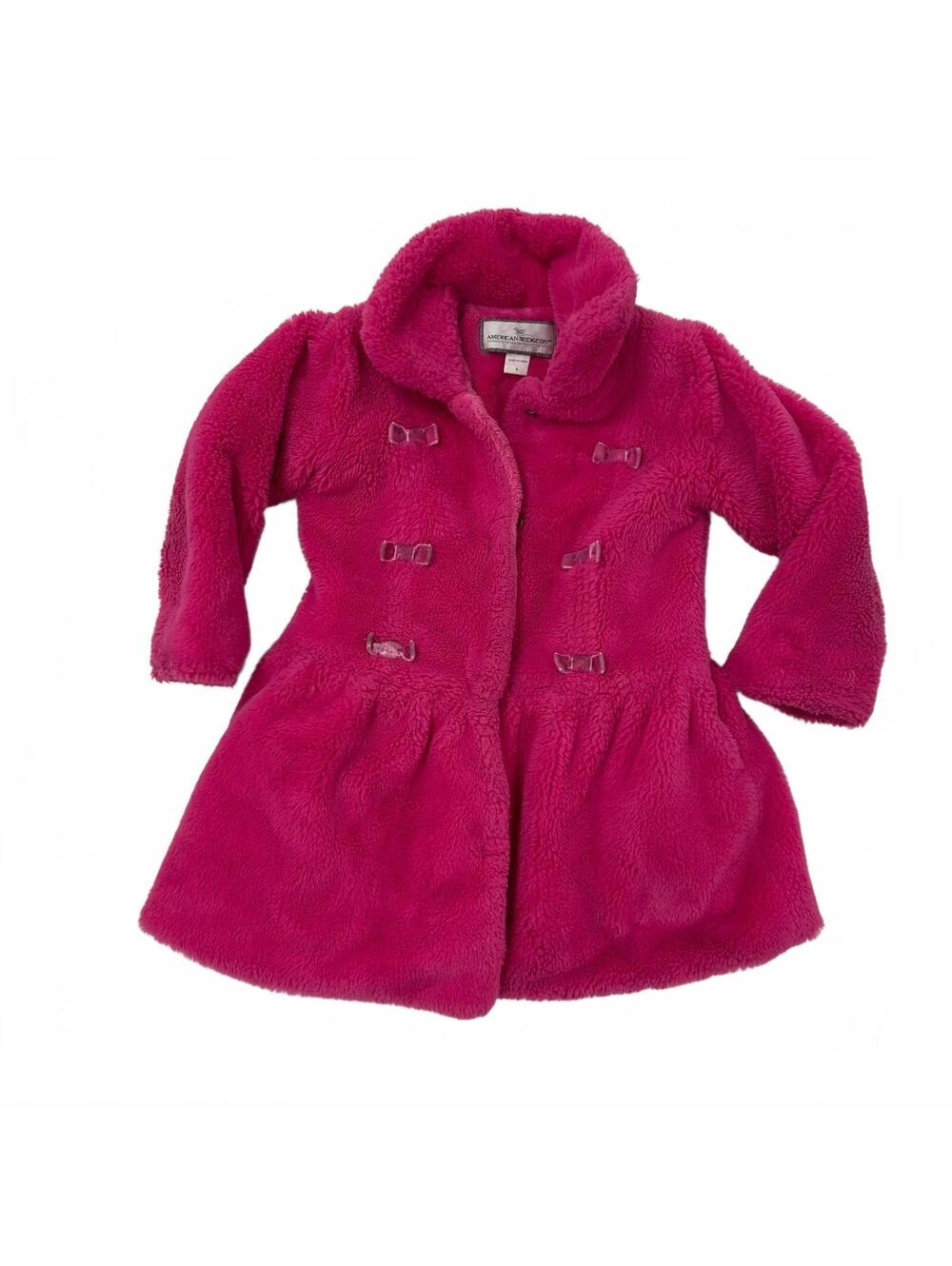 American Widgeon Girls' Size 4 Hot Pink Faux Fur Coat